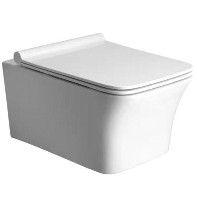 China UK Square Style Toilet Chest Of Drawers Ceramic Washdown Wall Hung Toilet With Rimless CE Certificated for sale