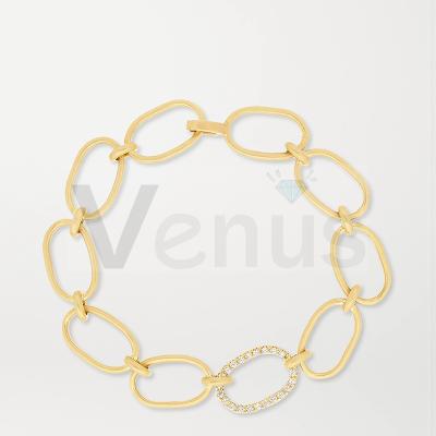 China Hiphop VENUS 925 Sterling Silver Gold Plated Original Cuban CZ Chain Bracelet Jewelry Luxury Women for sale