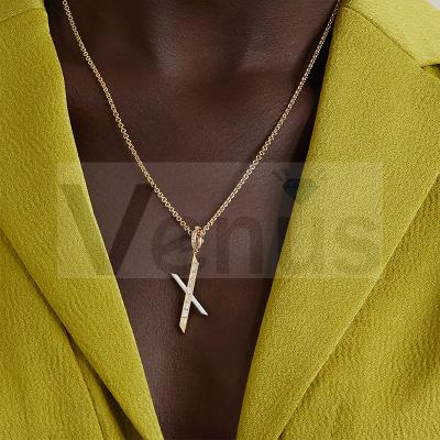 China VENUS Wholesale Fashion Jewelry 925 Sterling Silver FASHIONABLE CZ Mini Cross Pendant Necklace for sale