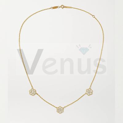 China VENUS Custom Zircon Jewelry FASHIONABLE Minimalist Style 925 Sterling Silver 18k Gold Plated Flowers Necklace for sale