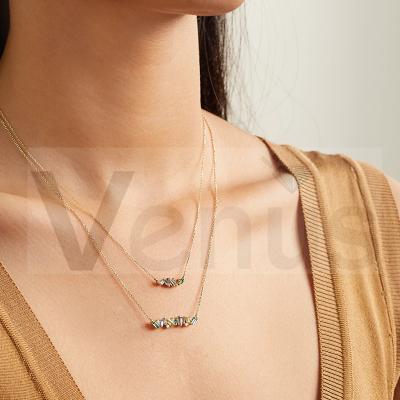 China FASHIONABLE VENUS 925 Sterling Silver Rainbow Candy Cube Necklace Zircon Gold Plated Necklace for sale