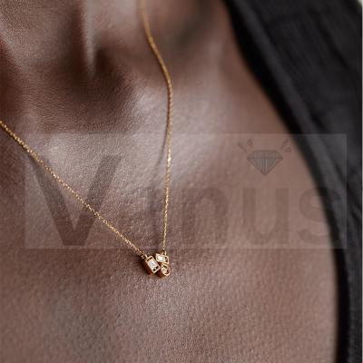 China VENUS Fashion Jewelry 925 Sterling Silver Trendy Simple Geometric Stereo Niche Chain Zircon Clavicle Zirconia Simple Luxury Necklace for sale