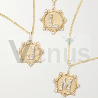 China VENUS Fashion TRENDY Jewelry Accessories 925 Sterling Silver Gold Plated Delicate Shape Initial Letter Diamond Charm Pendant for sale