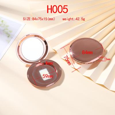 China Recycled Materials H005 In Stock 59mm Cosmetic Powder Compact Packaging Single Layer Shiny Rose Gold Empty Case With Mirror for sale