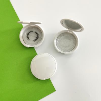 China H002 Recyclable In Small Eye Lash Round Case Eyelash Stock Empty Packaging Box Pearl White With Ultra-thin Mirror Coating for sale