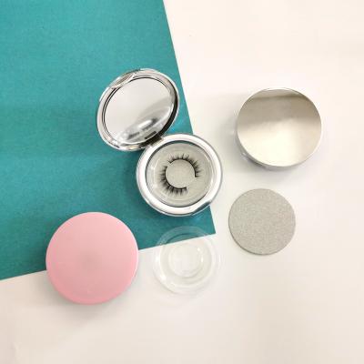 China H038 Recyclable In Small Eye Lash Round Case Eyelash Stock Empty Packaging Box Pearl White With Ultra-thin Mirror Coating for sale