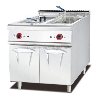 China Hotels Stainless Steel Industrial Electric Fish Fryers With 2 Tanks 2 Baskets 28L+28L Capacity for sale