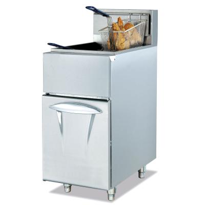 China High Quality Stainless Steel 35 Liters Gas Deep Fryer With One Tank 2 Basket for sale