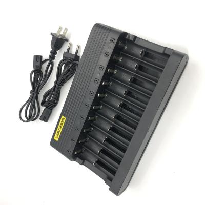 China 18650  16340 14500lithium battery 2023 CH-10810A  18650 charger Ten slots ten charge lithium battery charger ten independent charging fast charging 16340 charger for sale