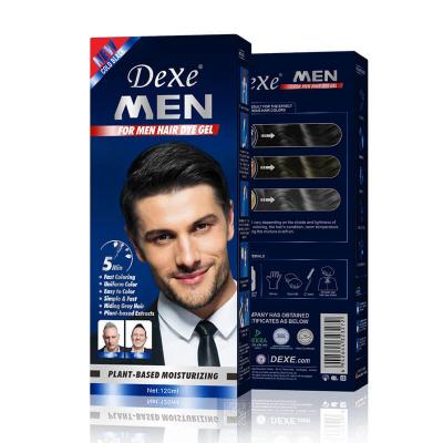 China Dexe Natural Black Dye 120ml Organic Hair Dye Long Lasting Fast Black Cream For Men Hair Coloring Products for sale