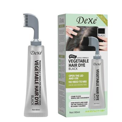 China Dexe OEM ODM Durable Professional Custom Your Logo Black Hair Color Natural Plant Cream With Brush for sale