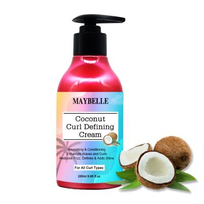 China Loss Prevention Private Label Natural Coconut Moisturizing Instant Curling Smoothing Cream For Frizzy Curly Damaged Hair for sale