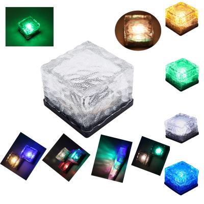 China Waterproof Glass Brick Garden Lights Solar Power LED Crystal Ice Cube Path Walkway Stone Lamp for sale