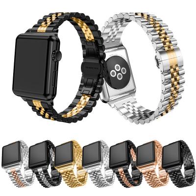 China Fashion\Luxury Popular Dress Suitable For Samsung Galaxy watch4 Huawei GT3 Seven Watchband Pearl Stainless Steel Metal Apple Smart Watch Band for sale