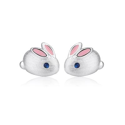 China Wholesale Korean Cartoon Romantic 925 Fashion Romantic Korean Cartoon Cute Rabbit Sterling Silver Earrings Cute Rabbit Assurance Women's Silver Plated Animal for sale