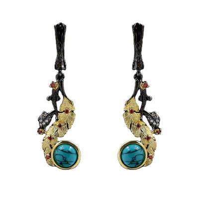 China BOHEMIA Factory Turquoise Factory Wholesale Unique Funny Stylish Funny Ethnic Style Earrings Retro for sale