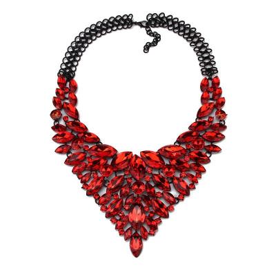 China Hot Sale Classic Hiphop Luxury Necklaces Hollow Multicolor Alloy Diamond Necklace For Women for sale