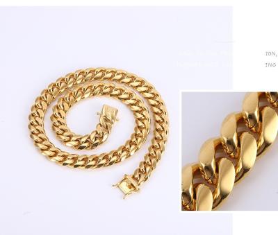 China European and American Border Hiphop Amazon Hiphop Jewelry 18K Gold Stainless Steel CHAIN ​​Smooth CUBAN Men's Gift for sale