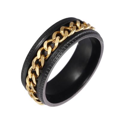 China Hiphop Jewelry Hot Selling Men's Chain Rotation Stainless Steel Decompression Ring USA Standard Size Collocation Multicolor Optional for sale