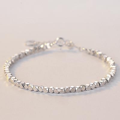 China 2022 New Fashion Luxury Adjustable Plating S925 Silver Bead Casual/Sporty Minimalist Bangle Bracelets For Women Girls Lady Female for sale