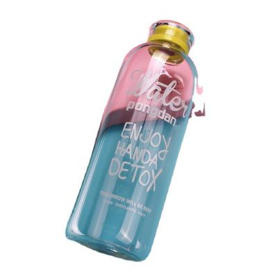 China Viable Promotional Water Bottle High Capacity Drinking Glass Portable Transparent Water Bottle for sale