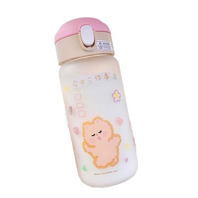 China Water Bottles 2021 New Arrivals Child Viable Cute Straw Borosilicate Glass Water Bottle For Kids for sale