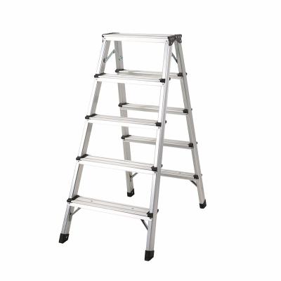 China Hot Sale Portable Folding Ladders A Form Double Side Aluminum 5 Step Stool Ladder for sale