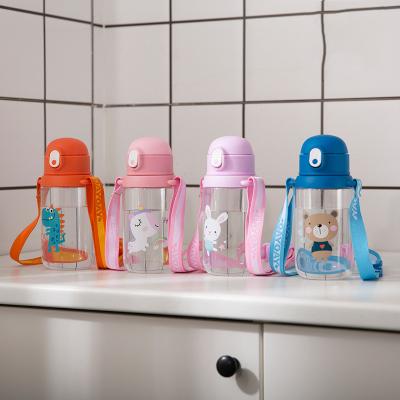 China 2021 New Style 600ML Sustainable Cartoon Customized Logo Simplicity Plastic Water Bottle For Kids for sale