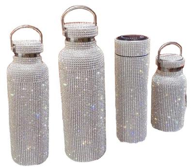 China 750mL High Quality Sustainable Shining Stylish Rhinestone Stainless Steel Refillable Water Bottle For Women for sale