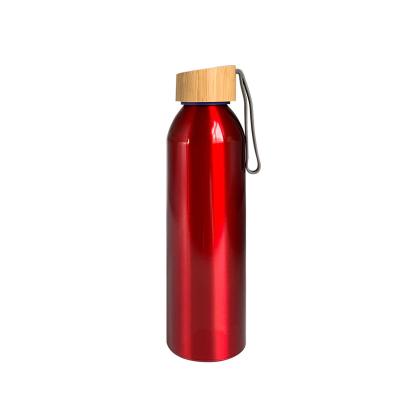 China Sustainable 600ML Bamboo Lid Lightweight Aluminum Bottle With Custom Logo for sale