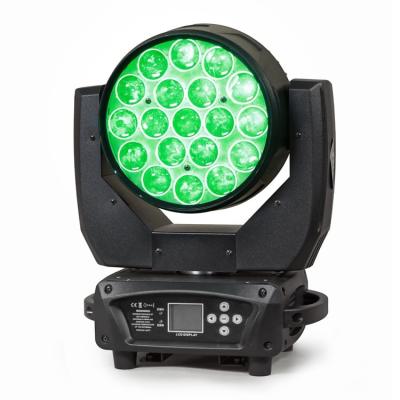 China Disco LED Stage Lights 19*15W Mac Aura 19x15W RGBW 4 in1 DMX Zoom Strobe LED Wash Moving Head Light for Disco Party Club Bar DJ Show for sale