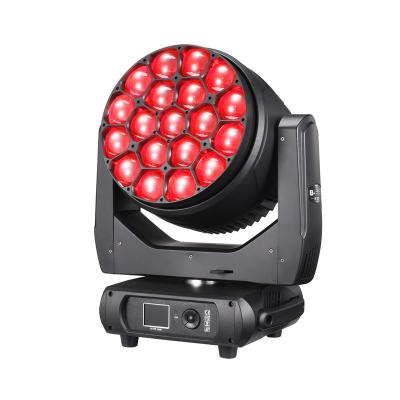 China Theme Park Led Moving Head Light DJ Lighting Equipments 19x40w Rgbw 4in1 Bee Eye Led Stage Light For Disco Glow Lamp Light Power for sale