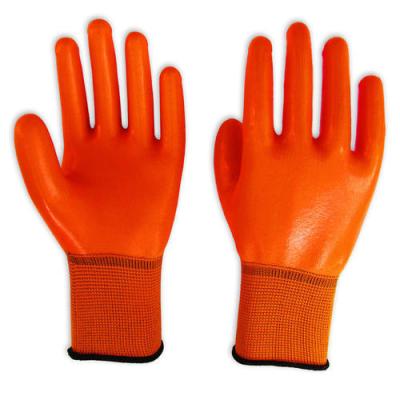 China 10G 13G 15G All Orange Latex Work Gloves Nylon, Polyester, Cotton Coating for sale