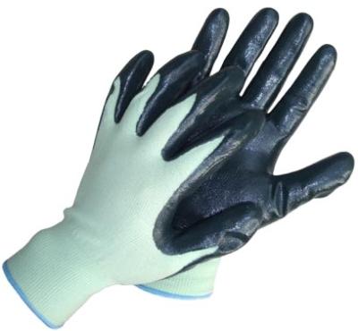 China Smooth Liner Nylon Nitrile Work Gloves Nitrile 13G / 15G Coating Oil Resistant for sale