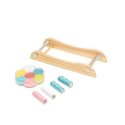 China FSC DIY Solid Wood Eco-Friendly Natural Loom Bands Kits Beads Toys Set Hand Knitting Machine For Toddlers for sale