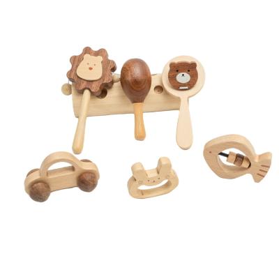 China 6pcs Musical Wooden Bell Hand Set Rattles with Wooden Bells Newborn Toy for Boys and Girls Infant Gifts for sale