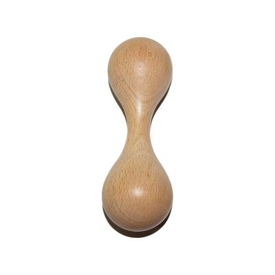 China Wooden Musical Instrument Sound Maker Sound Hammer Face Massager Solid Wood Ball Maracas Rattle Musical Natural Double End for Kids for sale