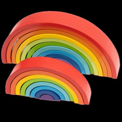 China Eco-Friendly Wooden Rainbow Stacking Toys Cave Shape Stacking Bricks Toys Montessori Educational Toy For Children for sale