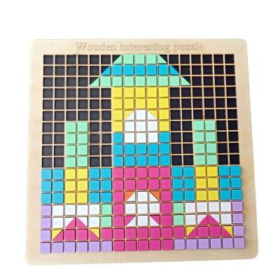 China Brain Teasers Game Interesting Eco-friendly Wooden Assemble Matching Puzzle Block Games Wood Puzzle For Kids for sale