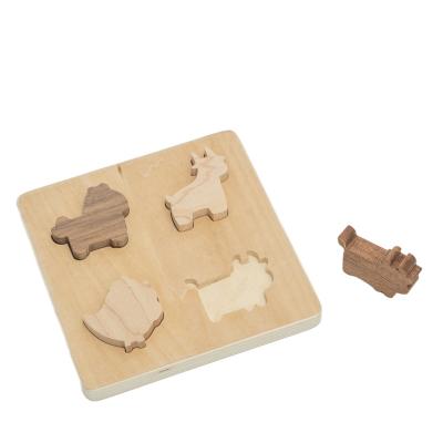 China Eco-friendly Preschool Farm Animal Fish Shape Matching Puzzle For Kids Jigsaw Wooden Baby Puzzles 3D Puzzle For Infant for sale