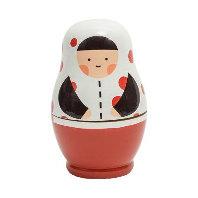 China Eco-friendly Colorful Wooden Nesting Stacking Dolls Cute Russian Nesting Doll Wooden Matryoshka 5Pcs Toy For Toddlers Kids for sale