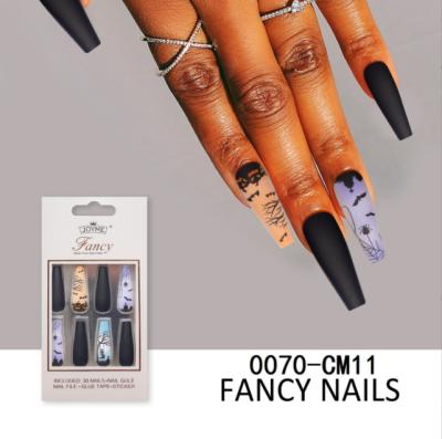 China Professional 24pcs Nail Beauty Makeup Nail Tips Long French Acrylic Press Ballerina Half Nail Tips On Nails Full Cover Manicure for sale