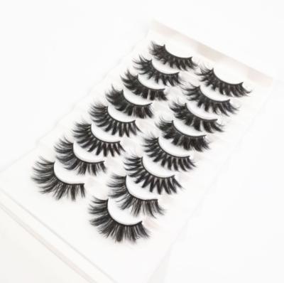 China Wholesale 3D Mink Lashes Strips Long Natural 25mm Cruelty Free Eyelashes 8pairs Custom Packaging for sale