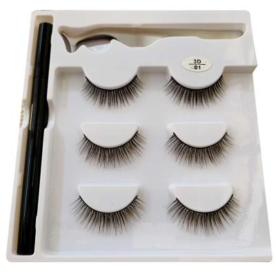 China Long 5 Natural Magnetic Eyelashes 3D Mink Eyelash Extensions with Eyeliner Magnetic Eyelashes for sale