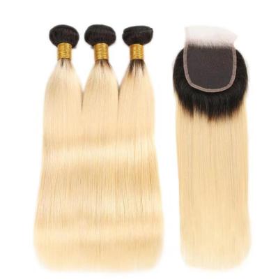 China Wholesale 100% Real Human Hair Product Brazilian Straight Hair 1B613 Blonde Blonde 1B 613 Big Stock Ombre Color Cuticle Aligned Virgin Raw St for sale