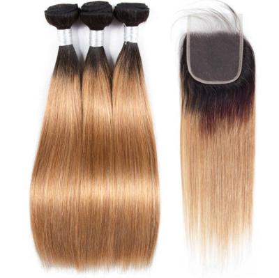 China 100% Real Human Hair Wholesale Blonde 1B 613 Ombre Color Big Stock Cuticle Aligned Straight Raw Virgin Hair Bundles for sale