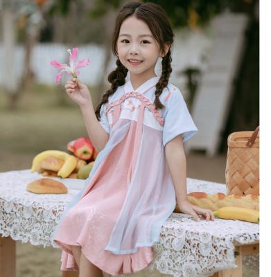 China Embroidery Hanfu children posed parride dress Tang Suit Fancy Tulle Dress girl for sale