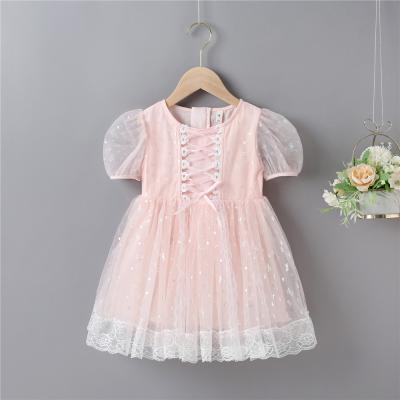 China New Breathable Pink Sequined Lolita Summer Dress Children Clothes Design Telescopic Straps Baby Holiday Costume for sale