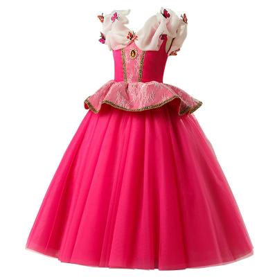 China Soft and stretchy and pretty deep frozen girls dress Aurora Princess Children's borderline Christmas dress up TV and movie costumes for sale