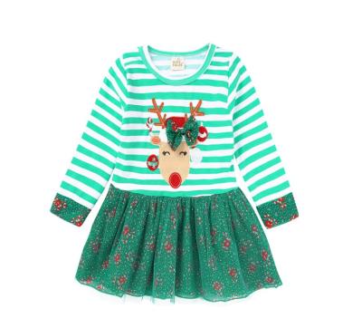 China European and American Girls Anti-Static Halloween Team Girls Christmas Striped Fawn Dress Princess Dress for sale